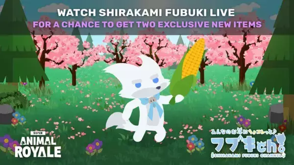 白上フブキ、シューティングゲーム「Super Animal Royale」とコラボ 専用アイテムが配信内で配布