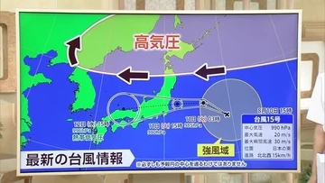 「海のレジャーは控えて」台風15号は11日に東北か関東地方に上陸する見込み　新潟県付近を横切る予想　気象予報士の解説
