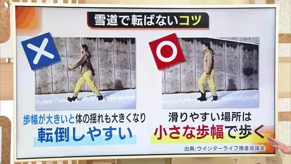 ポイントは『歩幅』！転倒防ぐ“雪道の歩き方”とは？『靴選び』や『滑りやすい場所』にも注意を