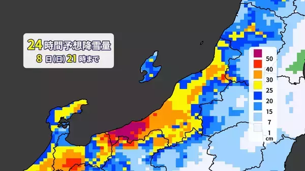 「【大雪情報】衆院選投開票日の8日は山沿いだけでなく平地でも大雪のおそれ…山沿いで70cm、平地で50cmの降雪予想」の画像