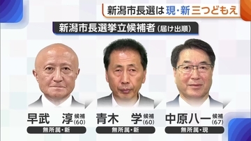 【新潟市長選挙】2期8年の現市政の継続か刷新か 現職と新人合わせて3人が舌戦展開 14日間の選挙戦スタート