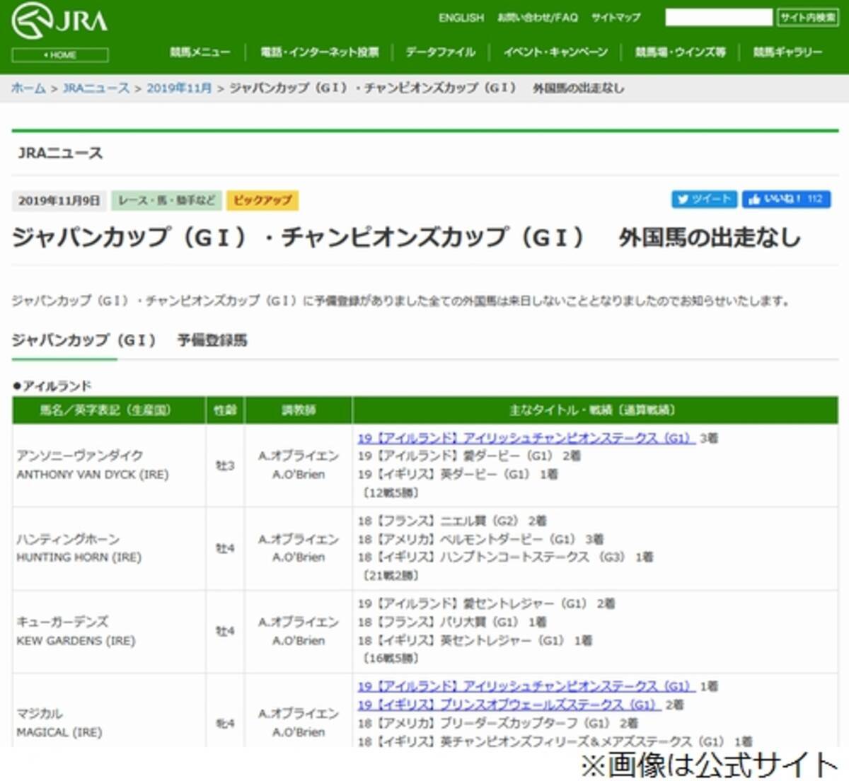 G1ジャパンカップ 外国馬の出走なし 創設以来初めて エキサイトニュース