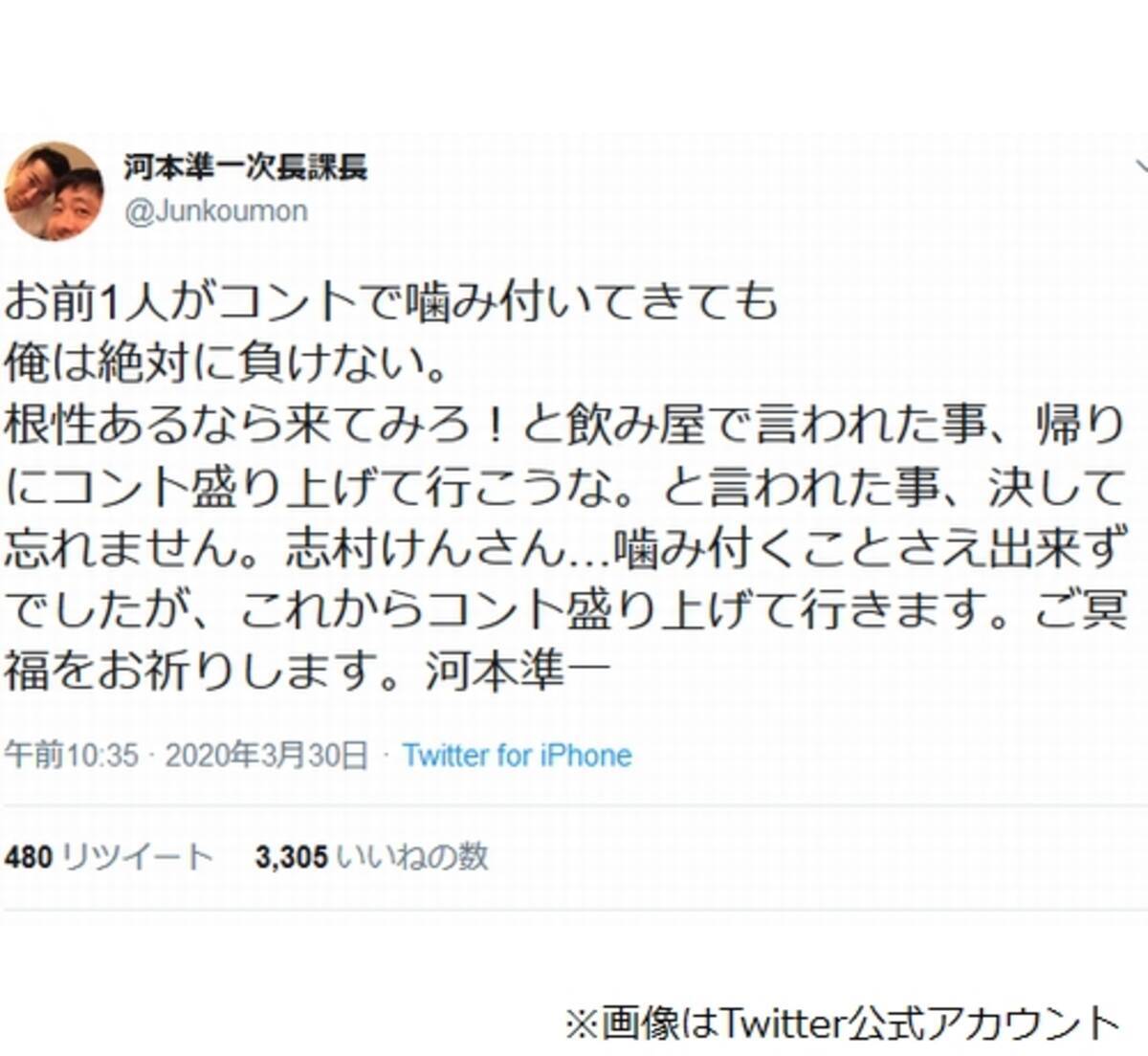 河本準一 志村けんさん 噛み付くことさえ出来ずでした 年3月30日 エキサイトニュース