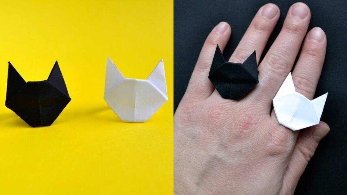 折り紙で作る猫顔の指輪 黒でも白でも15ステップで 年9月9日 エキサイトニュース