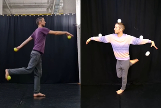 素人には理解できない動き？誰も見た事ない不思議なジャグリング