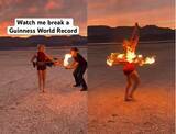 「燃える8本のフラフープを同時に回転させる世界記録」の画像1