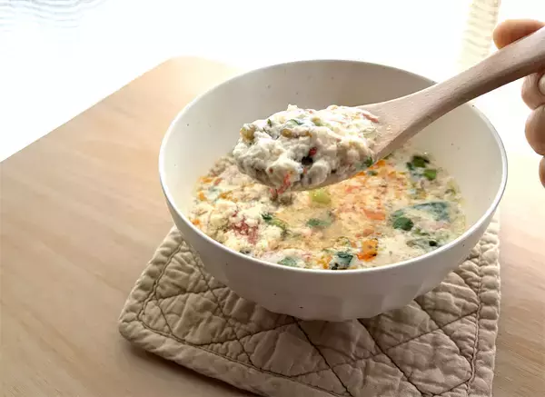 「【話題の台湾朝ごはん】胃腸にやさしい豆乳スープ「シェントウジャン」作ってみた！豆乳が固まって食べ応えも♪」の画像
