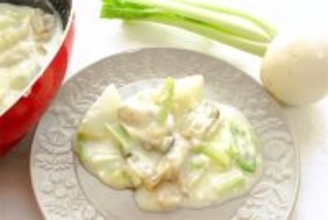 【オーブンでの焼き不要】フライパン一つで「かぶと牡蠣のグラタン風」作ってみた！牡蠣がぷっくりクリ～ミ～♡