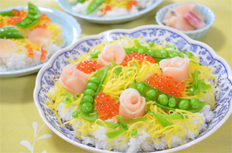 【自家製新しょうがの甘酢漬け】で「ちらしずし」作ってみた！まるで食べるお花畑♡甘酸っぱ旨さが絶妙♪