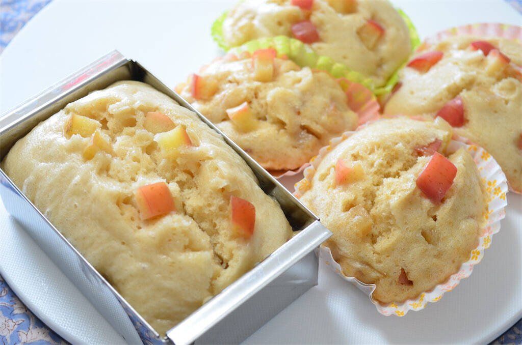 【はちみつで生地しっとり♡】りんごゴロゴロ！甘酸っぱ「蒸しケーキ」作ってみた♪【りんご産地の農家直伝】