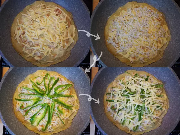 「【えっ、生地はじゃがいも!?】しらすとピーマンが出合って「絶品ピザ」になった！フライパンでもカリカリ♪」の画像