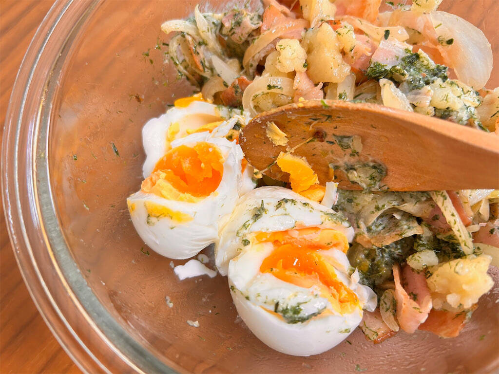 【磯の風味ただようポテサラ】青のりが合うとは…「和風ポテサラ」作ってみた！しょうゆとみりんもマッチ♡