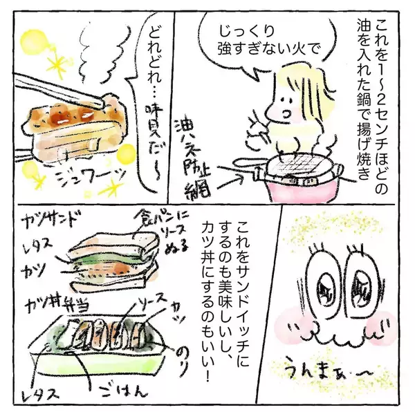 「【こんな手抜きでいいの!?】薄切り肉で作る「ゆるトンカツ」が最高だった！バッター液もズボラ【Ayumiの漫画】」の画像