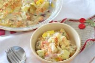 【新じゃがレシピ】自家製ホワイトソースが絡む～♪エビ・チキン・春野菜マシマシ「豪華グラタン」作ってみた！