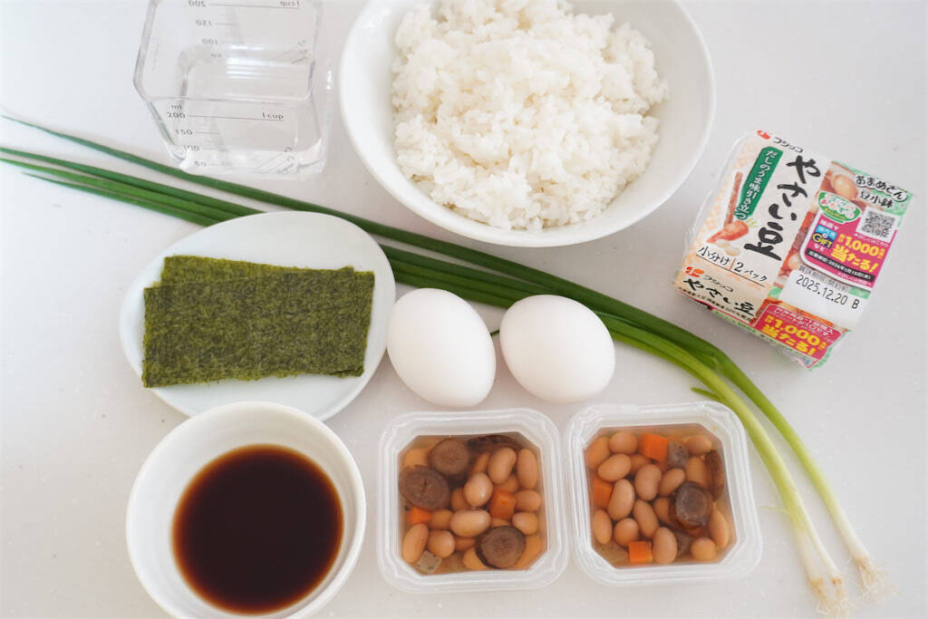 【肉なしでも大満足！】フジッコの「おまめさん」で爆速卵とじ丼作ってみた♪煮汁が甘辛でコスパ最強♡