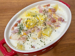 【卵不使用】でも「本気のじゃがいもカルボナーラ」作ってみた！ベーコンとチーズのうま味がしみしみ～♡