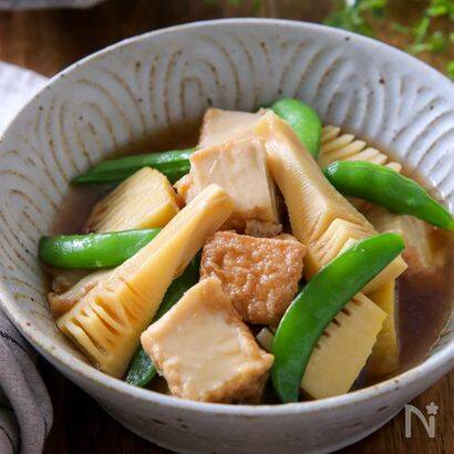 【水煮でも旨い】春っぽさ味わいたいので「たけのこと厚揚げのほっこり煮」作ってみた！だしの香りたまんない♪