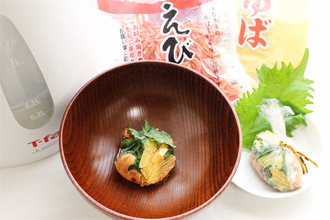 【気分は旅館の朝食♪】みそ玉に「ゆばと桜エビ」仕込んでみた！青じそ香って爽やかな一杯に【包丁不要】