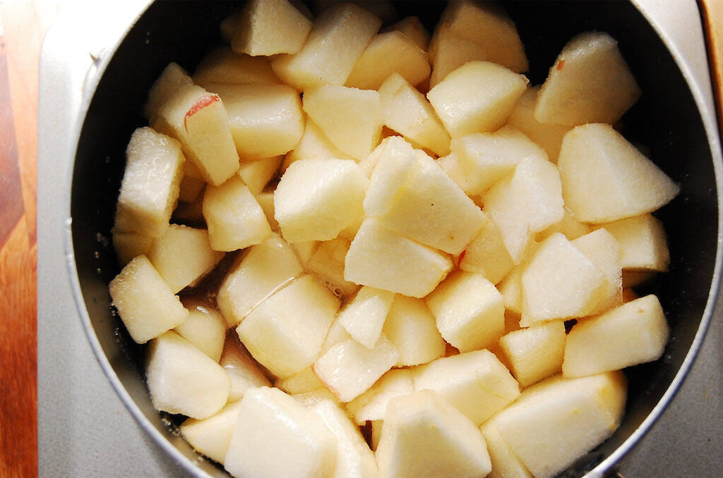 【ジャムよりフレッシュ】煮込んで10分！果肉ゴロゴロ「りんごのさっと煮」作ってみた♪皮と種も使うって!?