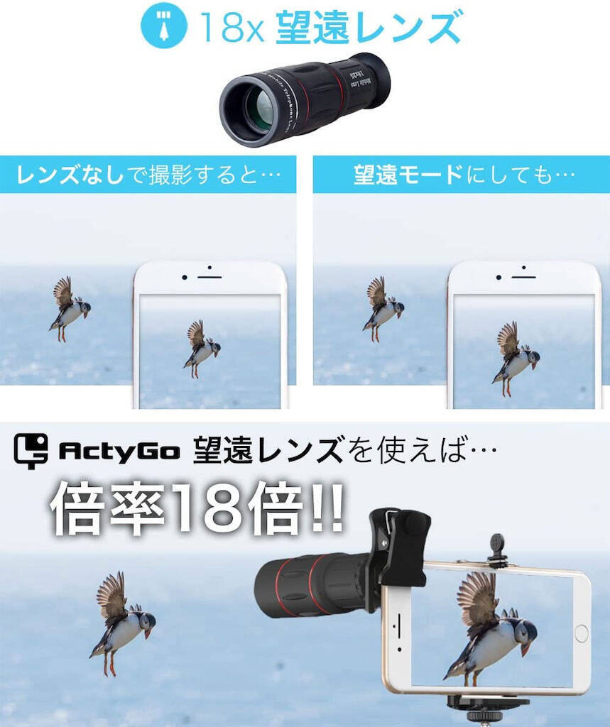 【スマホ撮影グッズ】装着簡単な「レンズ4点セット」＋三脚で3499円！18倍ズームの写真が凄すぎる！