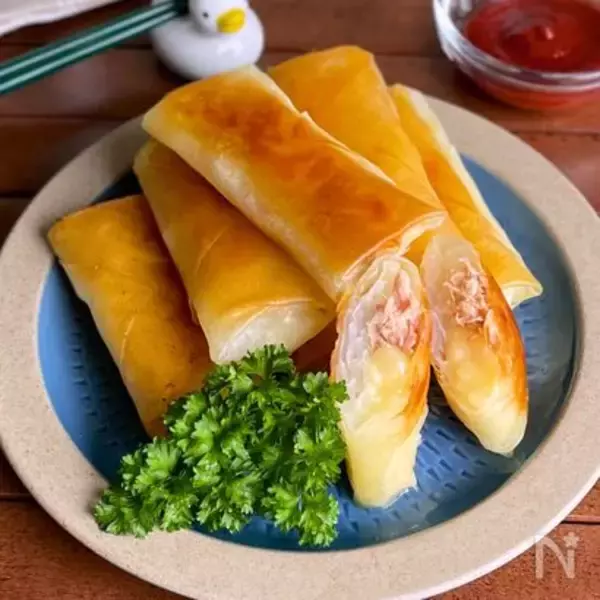 「【春の春巻きはコレで決まり】新玉ねぎ・ツナ・チーズ！メロすぎる組み合わせでパリっと揚げてみた♪トロトロ♡」の画像