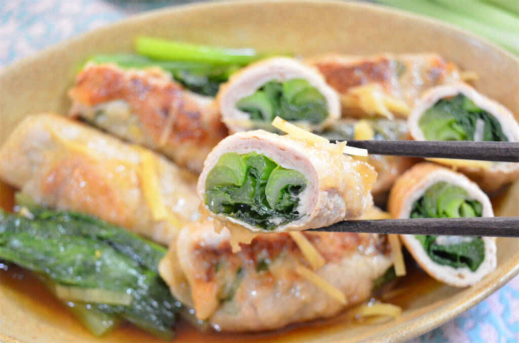【肉巻きを煮たら…】あっさり料亭味♡「豚肉と小松菜のさっと煮」作ってみた！お出汁が優しい〜【農家の知恵】