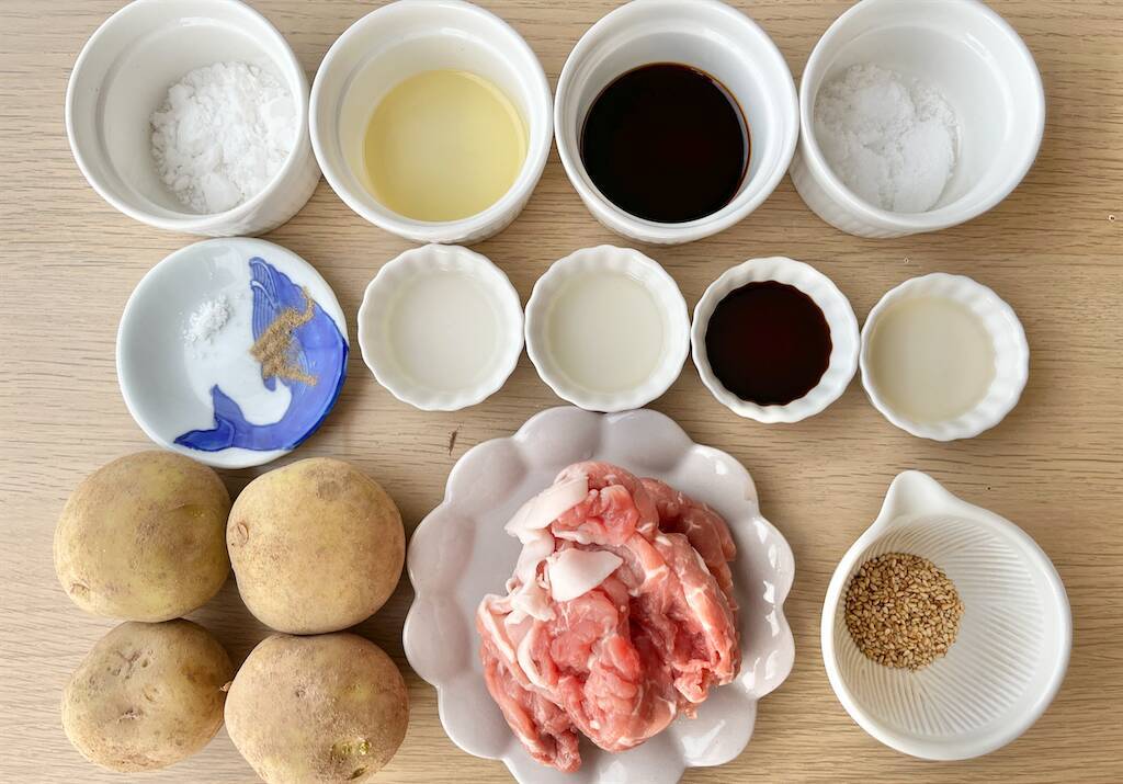 【事前レンチンでホックホク♡】新じゃが入り「豚こまの旨照り炒め」作ってみた！甘酢ダレがご飯に合う～♪