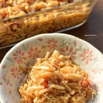 【えのき2袋が秒で消える】めんつゆ・すし酢で「合法なめ茸」作ってみた！トロ旨～ご飯泥棒が過ぎる～♡