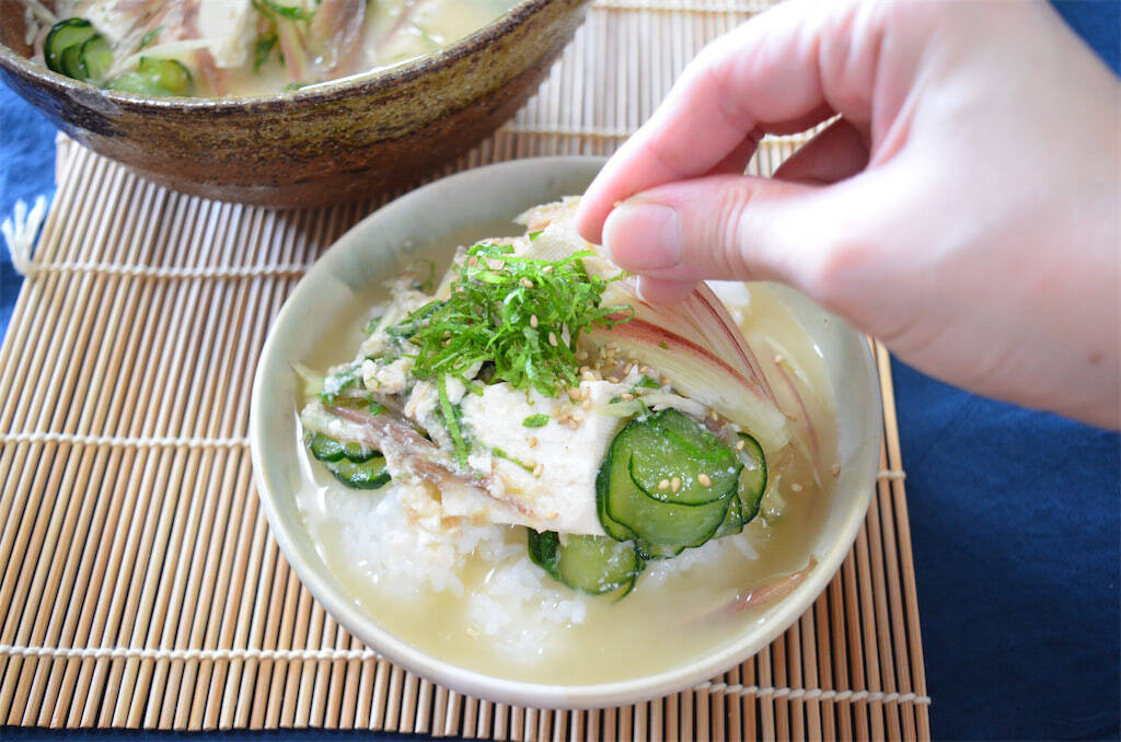 【ツナ缶でお気楽に】「みょうがのシャキシャキ冷や汁」作ってみた！缶汁丸ごとで旨味とコクが染みわたる～♡