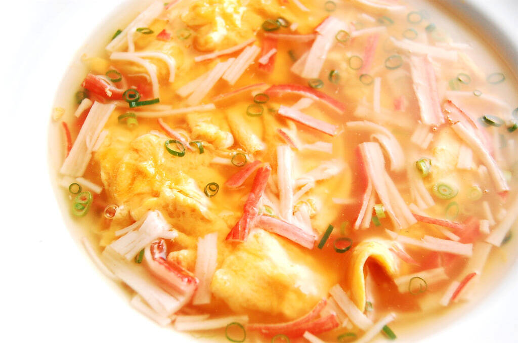 【喉を労わるカニカマ餡】のどごしとろん♡「ふわふわ卵のあんかけ」作ってみた！秘訣はマヨネーズだって♪