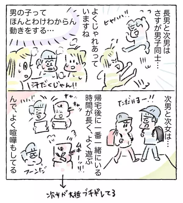 「【5人きょうだいのリアル】女子同士はつるまない!?意外な「仲良しペア」とドタバタな日常【Ayumiの漫画】」の画像