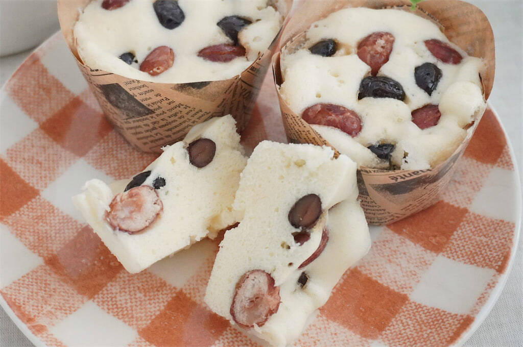 【レンチン3分！】余った煮豆が絶品おやつに大化けする「蒸しパン」作ってみた！ふんわり素朴♡【農家直伝】