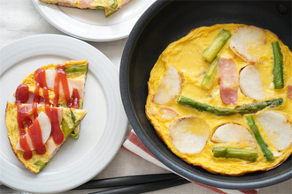 【えっ、長芋の輪切りを!?】食感サクサク「オープンオムレツ」作ってみた！お砂糖入れて甘めに仕上げて♪