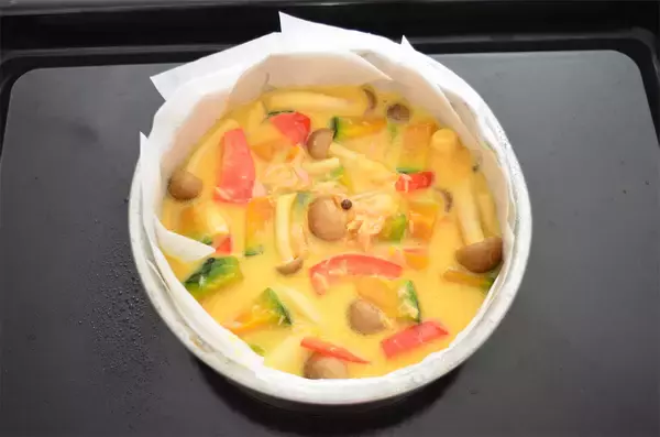 「【日本人好み!?】白だしで和風仕立てな「かぼちゃのキッシュ」作ってみた！パイ生地不要でお手軽〜♪」の画像