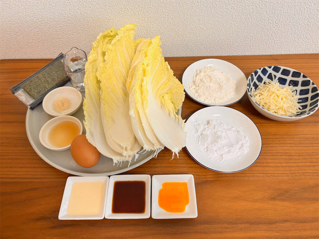 【白菜の葉、切らずに焼く！】チーズと海苔を絡めて「チヂミ」作ってみた！カリッ、モチッ、トロッの三拍子♪