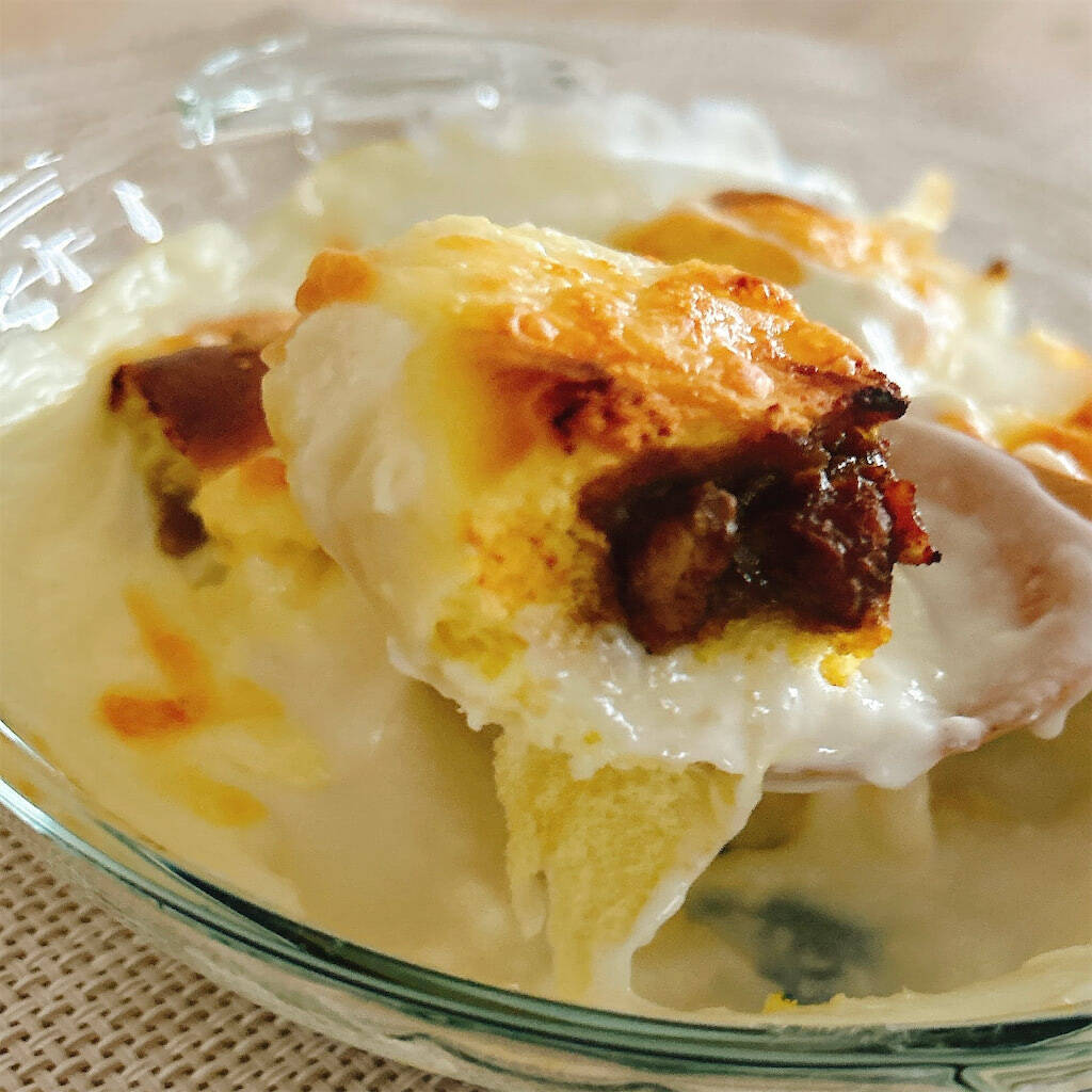 【具はカレーまんだけ!?】新宿中村屋直伝の「中華まんグラタン」作ってみたら爆速で完成！これ飲めるわ♡