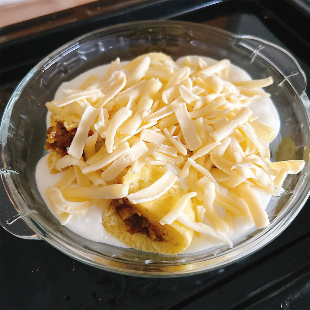 【具はカレーまんだけ!?】新宿中村屋直伝の「中華まんグラタン」作ってみたら爆速で完成！これ飲めるわ♡