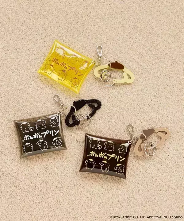 「「サンリオ×LOWRYS FARM」ポムポムプリン初コラボが3月20日発売！ヌイキーホルダーやビーズチャームなど全6型がお目見え」の画像