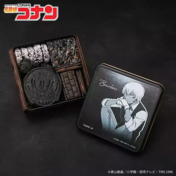 「「名探偵コナン×Cake.jp」黒ずくめの組織クッキー缶が5月14日発売！ジン＆ウォッカ・ベルモット・バーボンの3種が登場」の画像