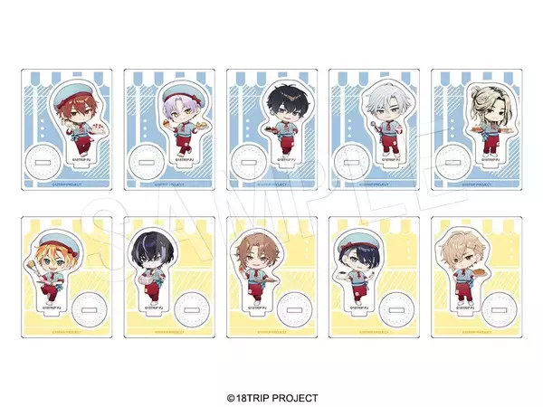 「「18TRIP×スイパラ」練牙たちのパティシエ姿がアクスタに♪新作グッズが9月2日発売、ラメポストカード全9種」の画像