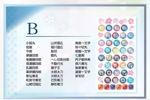 「『刀剣乱舞』飴玉みたいにぷっくりしたボンボンドロップシールが予約受付中！刀剣男士紋＆アイコンの全4種が登場」の画像