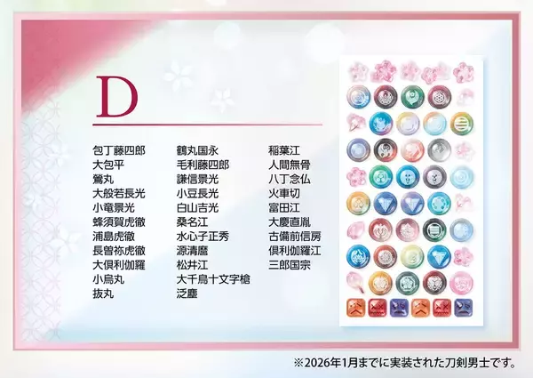 「『刀剣乱舞』飴玉みたいにぷっくりしたボンボンドロップシールが予約受付中！刀剣男士紋＆アイコンの全4種が登場」の画像