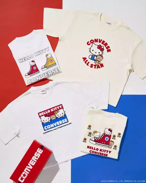 「「ハローキティ×コンバース」PLAZA限定コラボ商品が6月11日発売！キティ＆ミミィがスニーカーから顔をのぞかせる全20アイテム」の画像