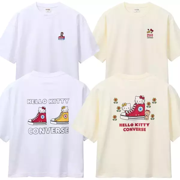 「「ハローキティ×コンバース」PLAZA限定コラボ商品が6月11日発売！キティ＆ミミィがスニーカーから顔をのぞかせる全20アイテム」の画像