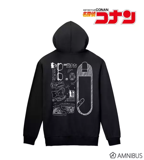 「『名探偵コナン』モチーフ柄ジップパーカーが登場！コナンはメガネ・蝶ネクタイ・スケボーなど」の画像