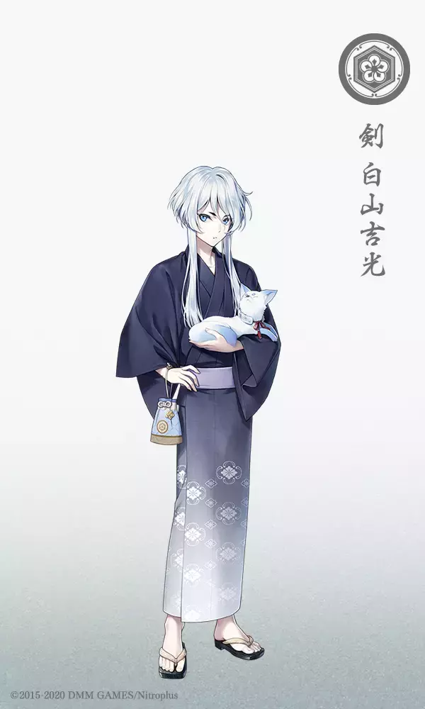 「『刀剣乱舞』新たな装い“軽装”第十二弾公開中！剣・白山吉光の色白さ際立つ紺の浴衣＆狐を抱く姿がかわいい」の画像