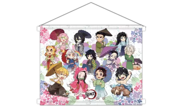 「『鬼滅の刃』梅雨がテーマの描き下ろしを使用したグッズが登場！缶バッジ・タペストリー・クリアファイルなど」の画像