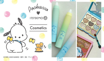 『サンリオ』ポチャッコ x「ITS’DEMO」コラボコスメ販売決定！クレヨン形リップ&ハート形アイシャドウ
