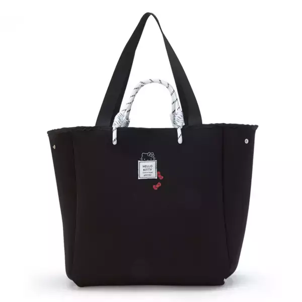 『サンリオ』黒ベースに赤いリボンのワンポイントが可愛いバッグ４種登場！型くずれしにくい上に軽量のネオプレン素材