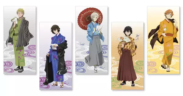 「『文スト』和服姿の武装探偵社メンバーが切手になって登場！切手シート、クリアファイル、ポストカードのセット商品」の画像